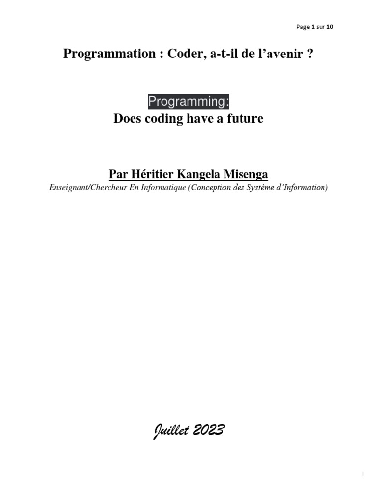 L'avenir de la programmation informatique | PDF | Programmation ...