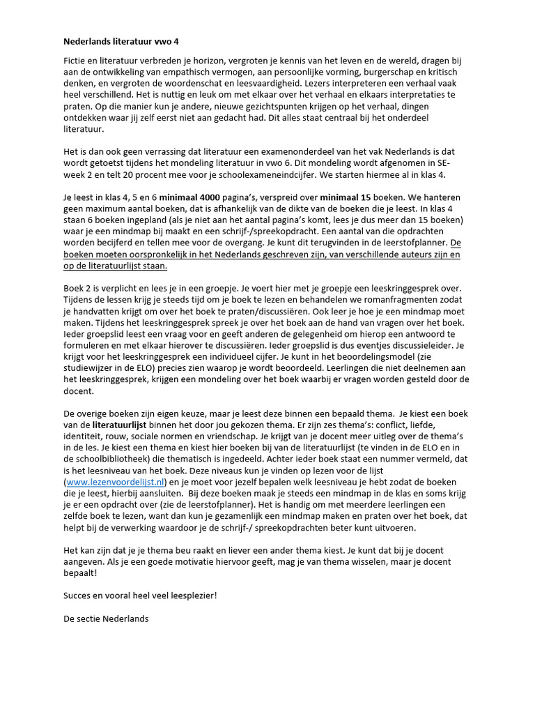 Nederlands Literatuur Vwo PDF