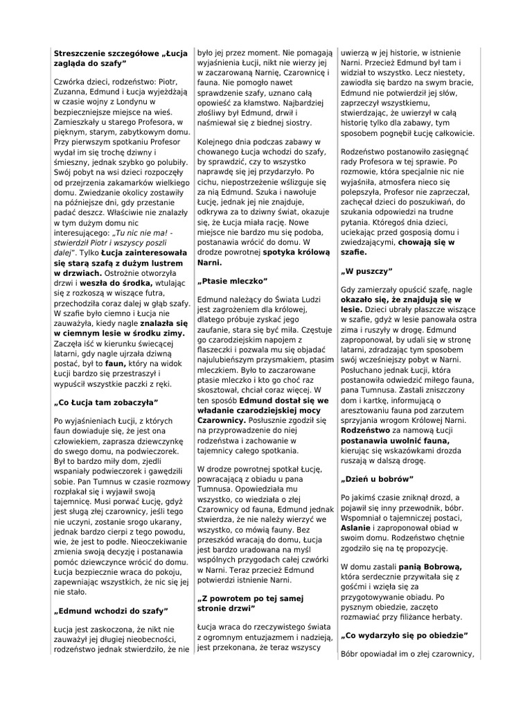 Lew Czarownica I Stara Szafa Sciaga PDF