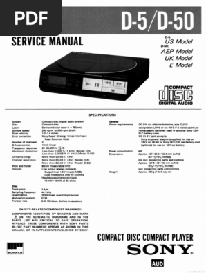Sony d-5 d-50 CD Player | PDF