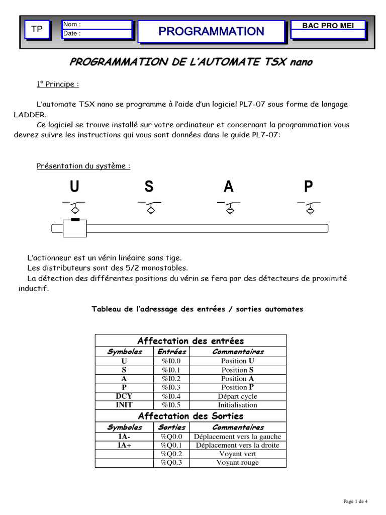 Programmation Automate TSX Nano PL7-07 | PDF