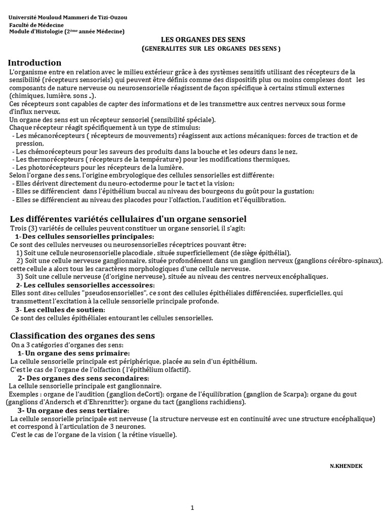 Anatomie des organes des sens | PDF | Sens (physiologie) | Goût