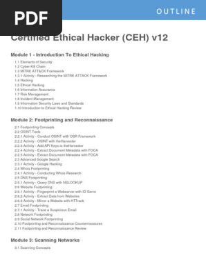 Certified Ethical Hacker (CEH) v12 Outline | PDF