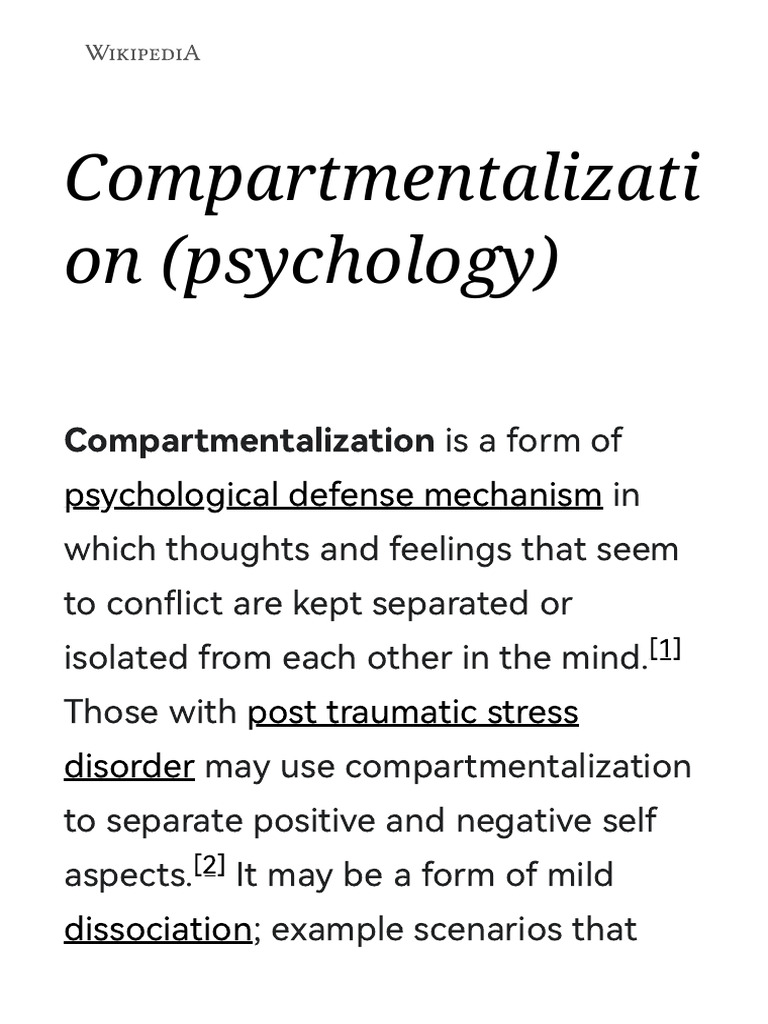Understanding Compartmentalization in Psychology | PDF