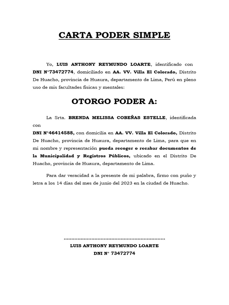 Carta Poder | PDF