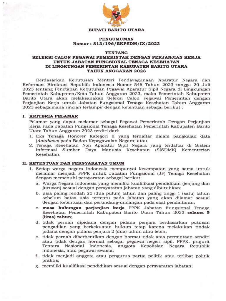 Calon PPPK Kesehatan Tahun 2023 | PDF