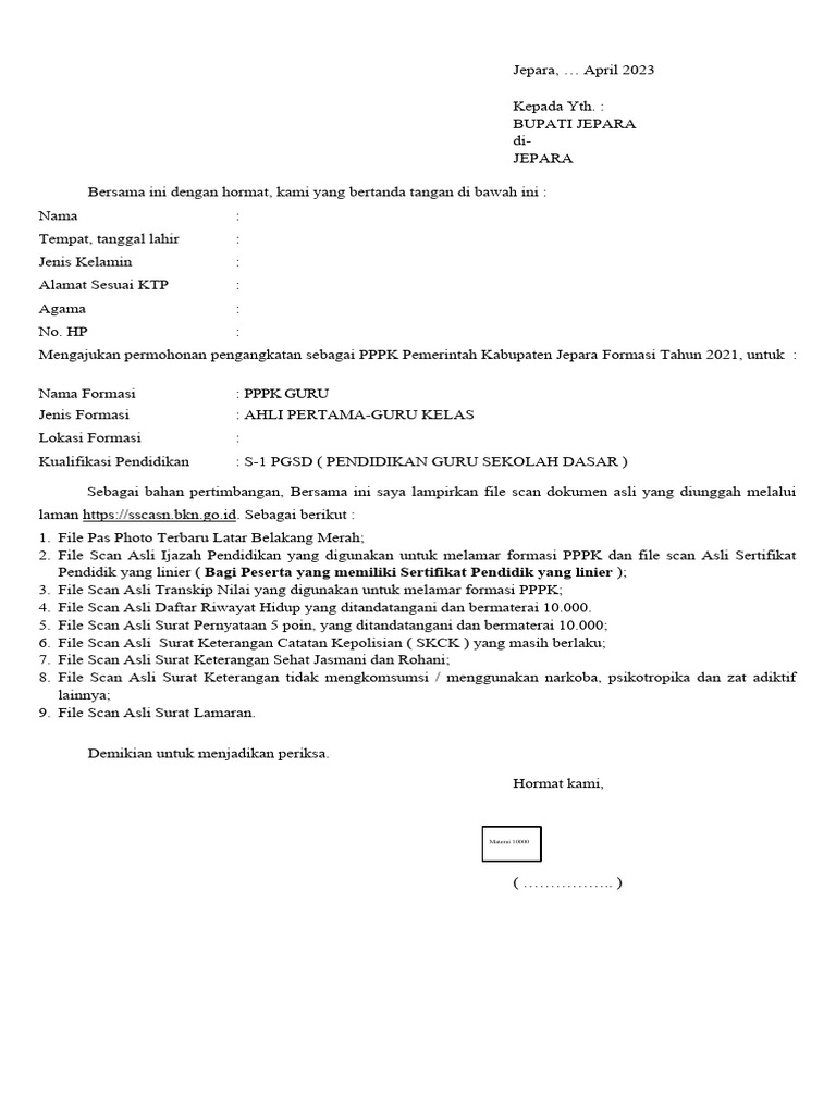 SURAT LAMARAN P3K | PDF