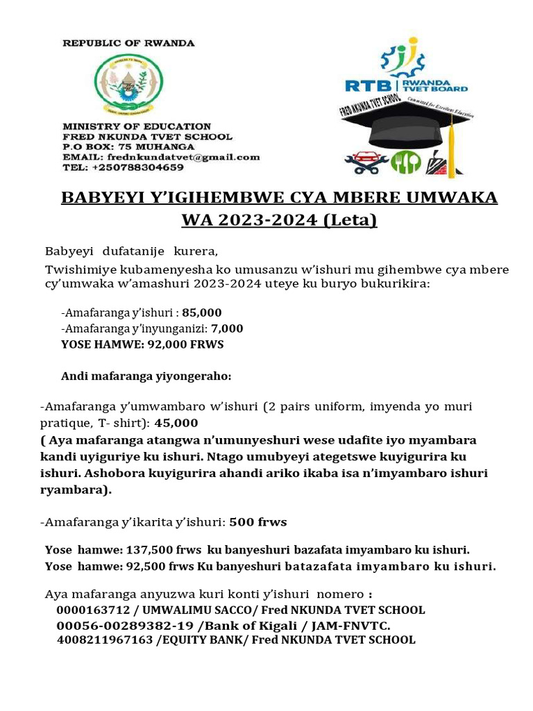 Babyeyi Ya Leta 2023 2024 PDF