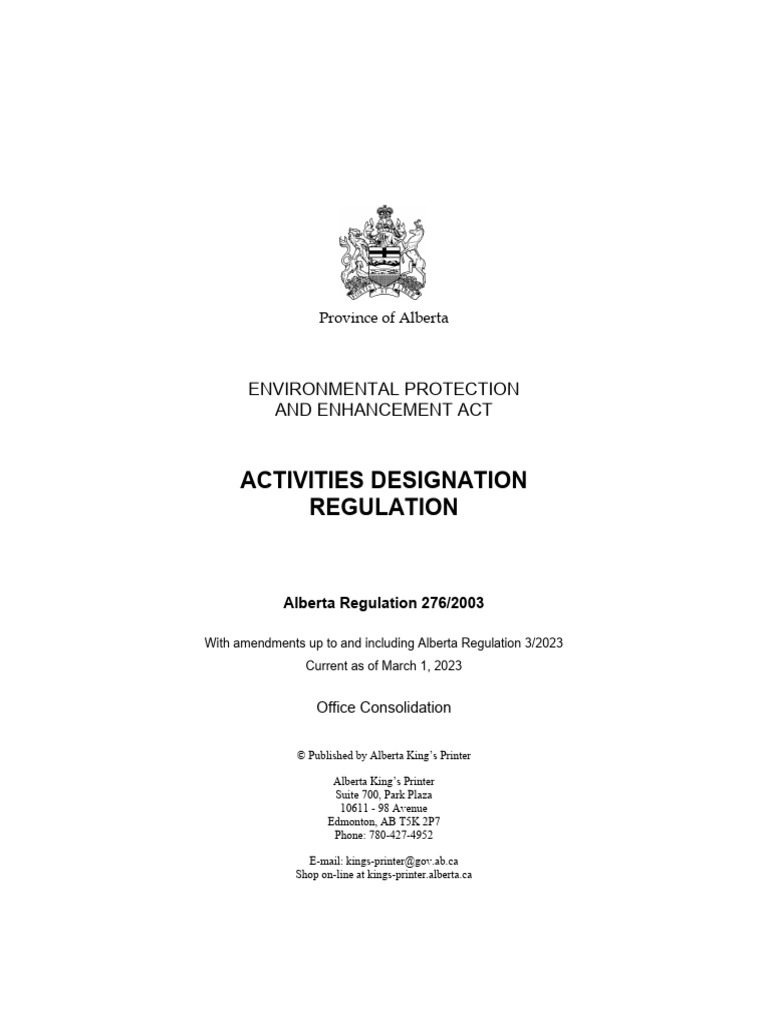 environmental protection and enhancement act_E12_Activities designation