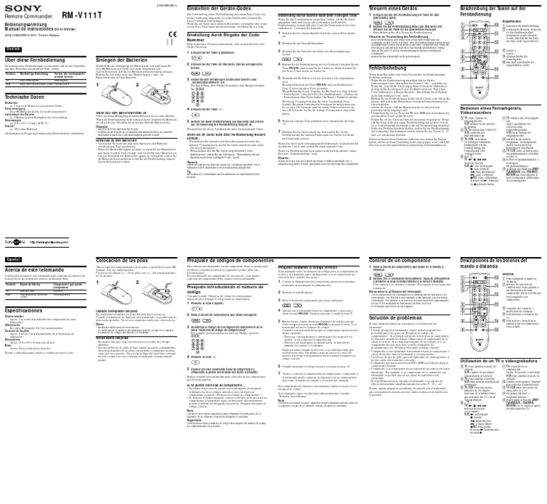 RM-V111T: Remote Commander | PDF