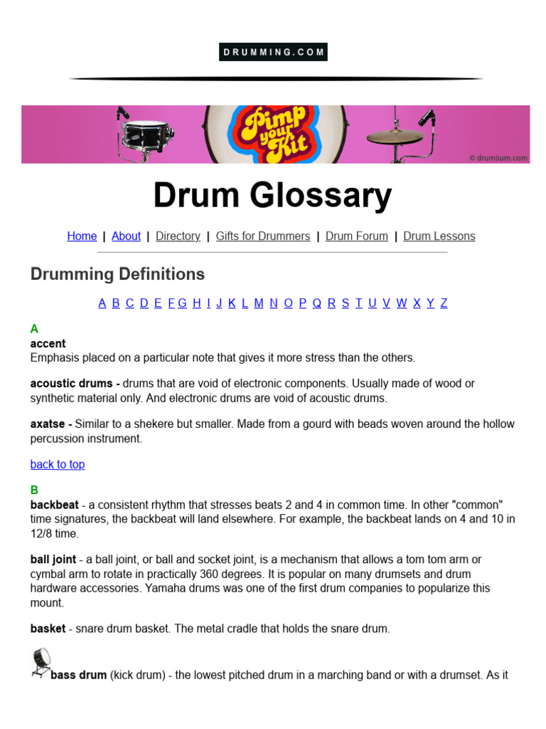 Drum Glossary and Terms PDF
