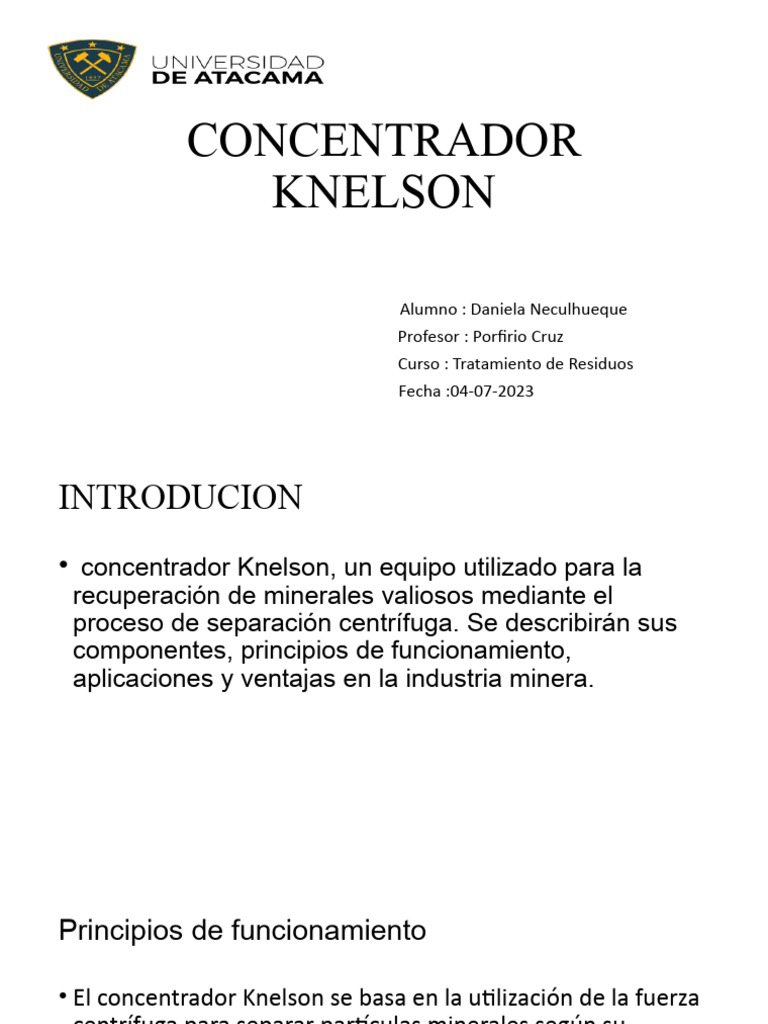 Concetrador Knelson | PDF | Hogar, jardinería y bricolaje | Tecnología