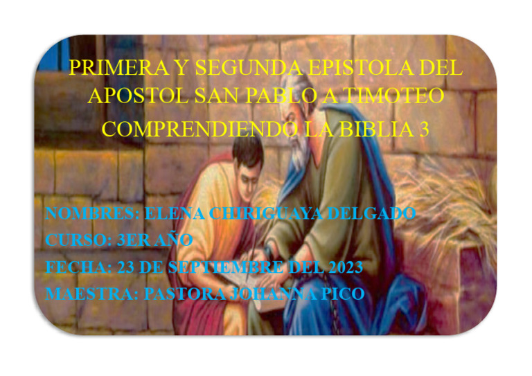Primera Y Segunda Epistola Del Apostol San Pablo A Timoteo Pdf