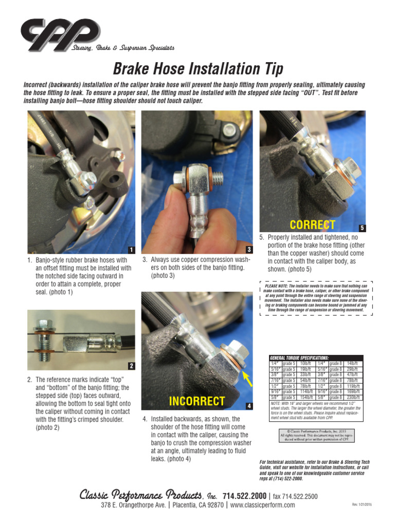 Brake Hose Installation Tip PDF
