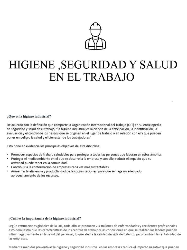 Higiene y Seguridad en el Trabajo | PDF | Seguridad y salud ocupacional ...