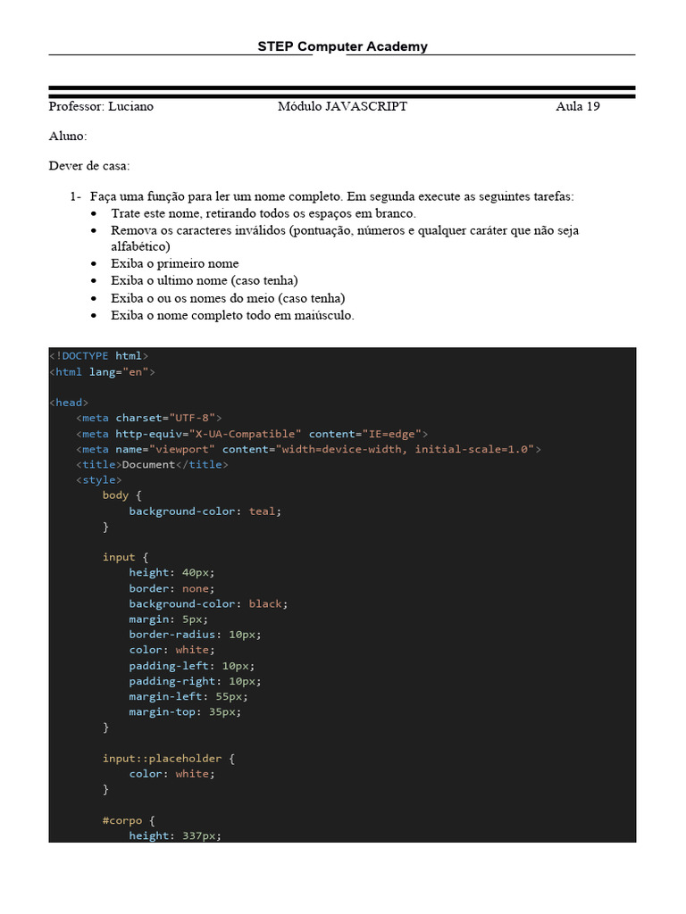 Aula 19 Javascript Exercícios Formulario Com Manipulação De
