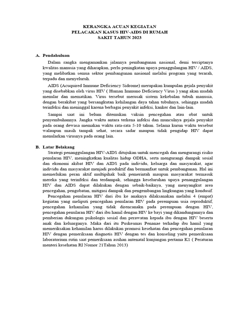 Kak Pelacakan Kasus Hiv Aids Di Rs | PDF | Pengembangan Diri ...