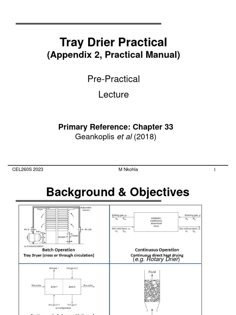 CEL260S Lecture - Drying Practical | PDF