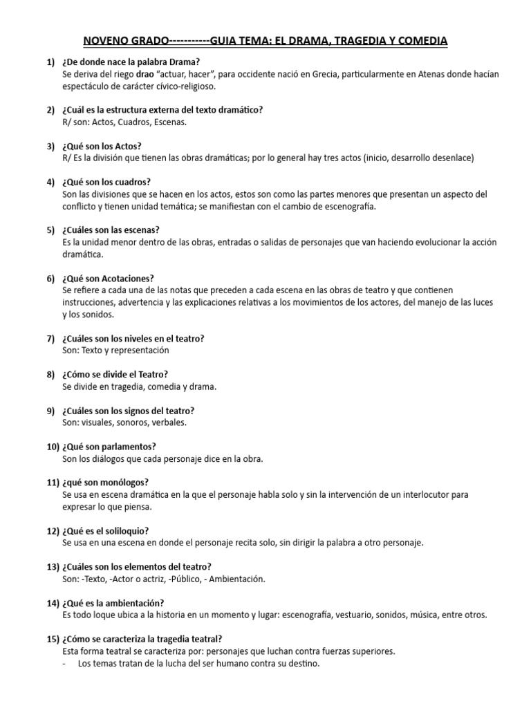 GUIA TEMA El Drama | PDF