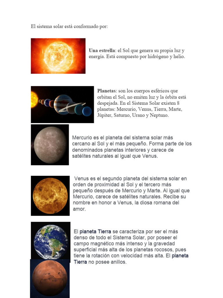 El Sistema Solar Está Conformado Por | PDF