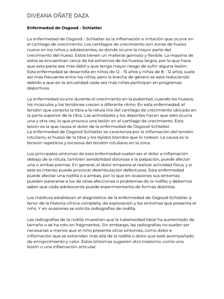 Enfermedad de Osgood - Schlatter | PDF | Rodilla | Enfermedades y ...