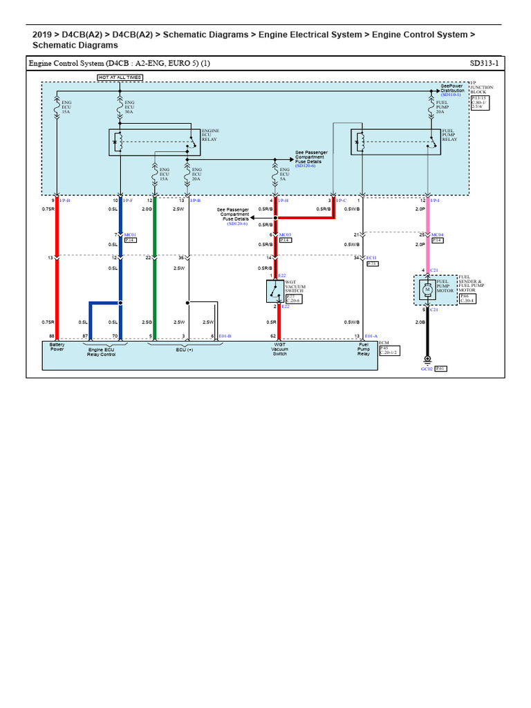 2019 D4CB (A2) D4CB (A2) Schematic Diagrams Engine Electrical System
