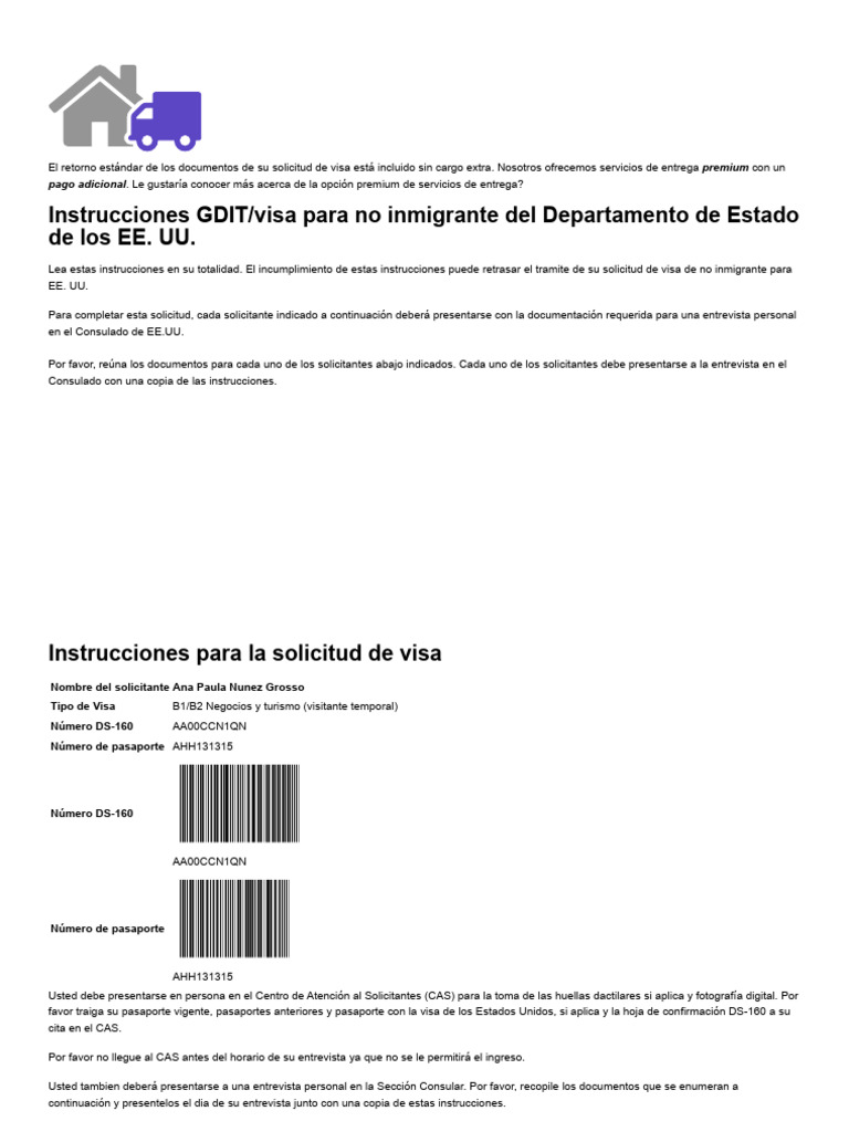 Confirmaci n e instrucciones official u s department of state visa