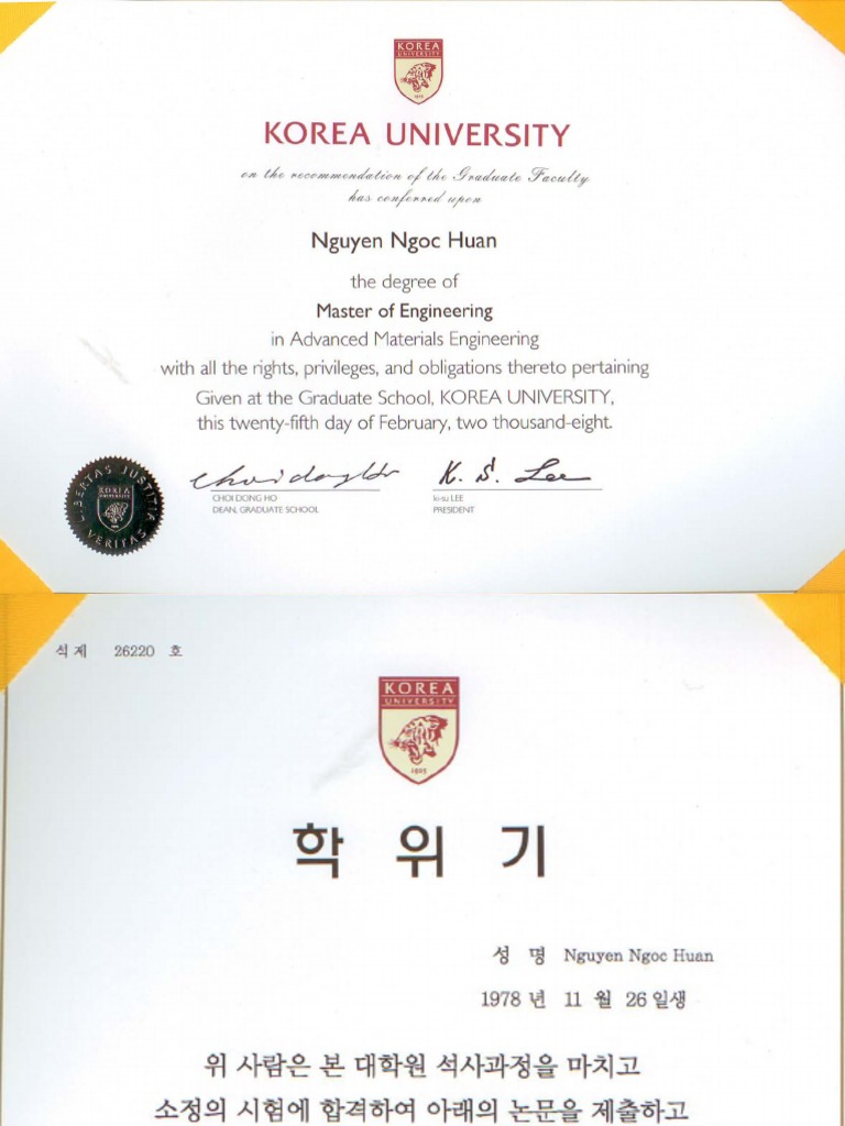 Certificate of Master Degree | PDF