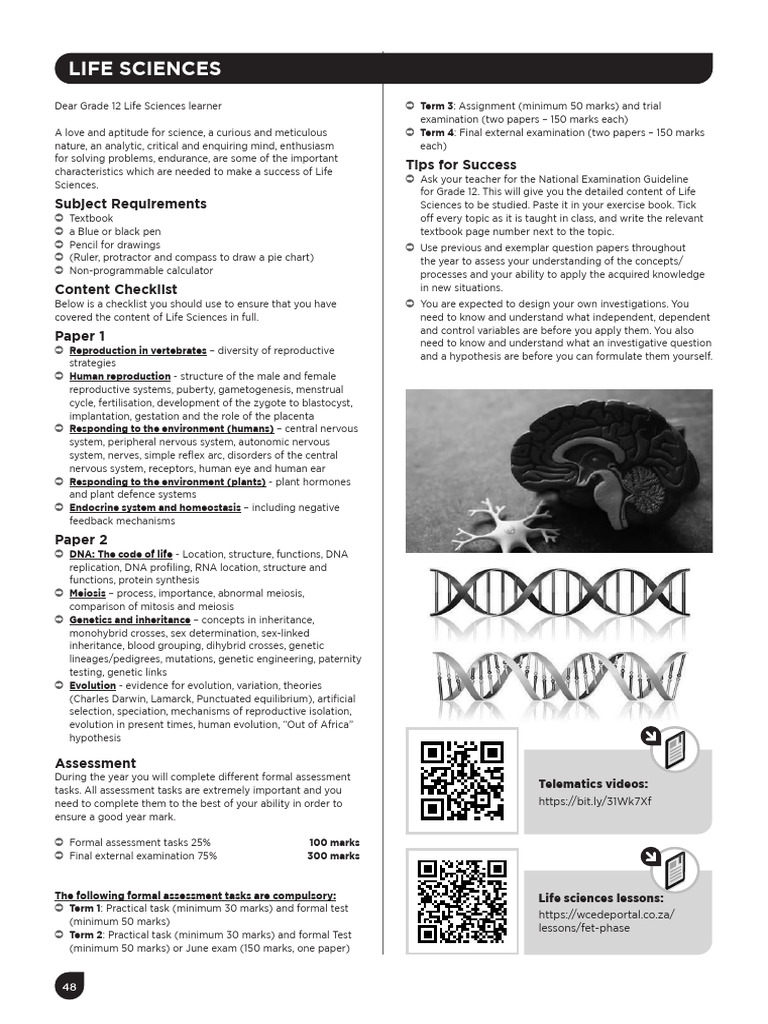 Grade 12 Life Sciences Overview | PDF