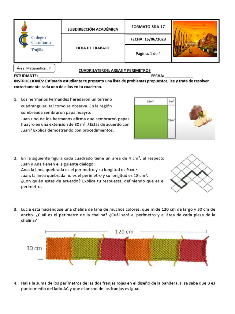 Cuadrilateros Areas y Perimetros 1° ABC | PDF | Hogar, jardinería y ...