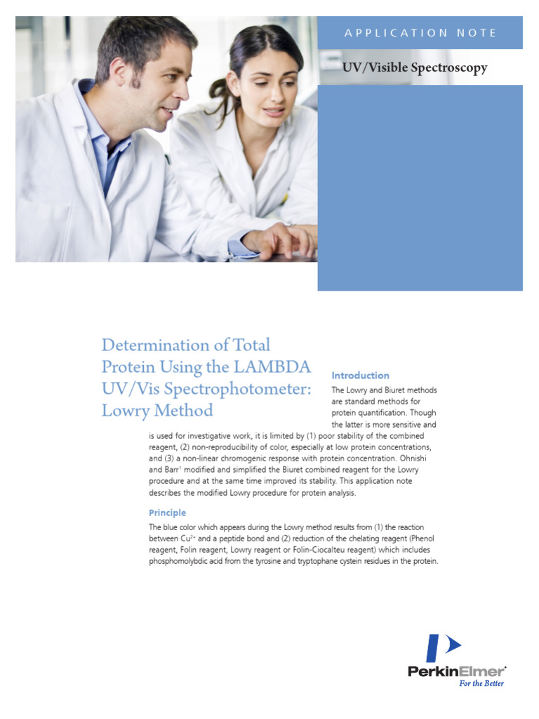App determination of total protein using lambda 465 lowry method