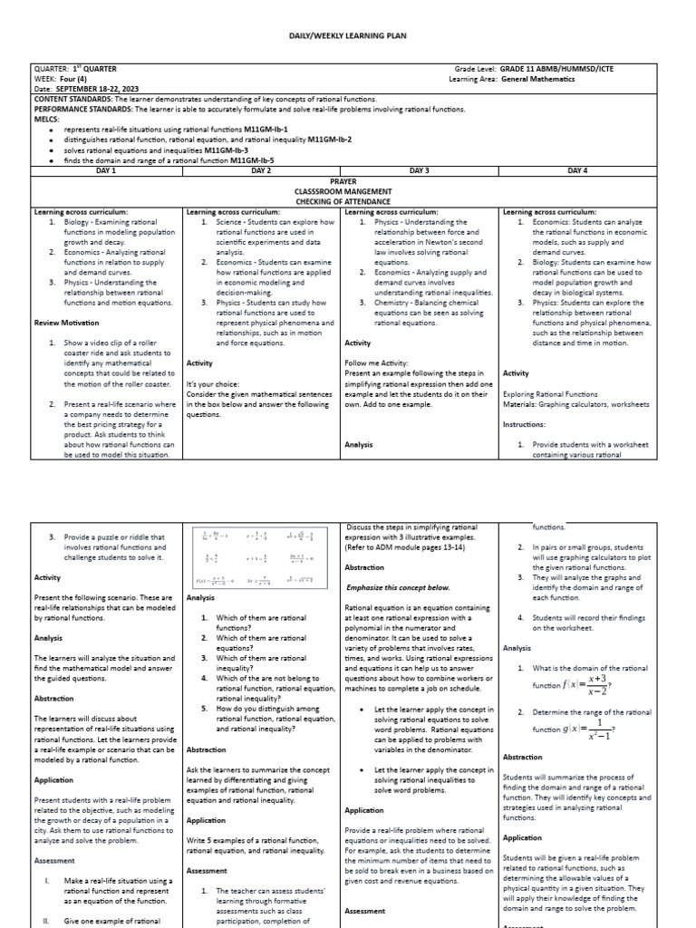 Week 4 WLP | PDF | Equations | Function (Mathematics)