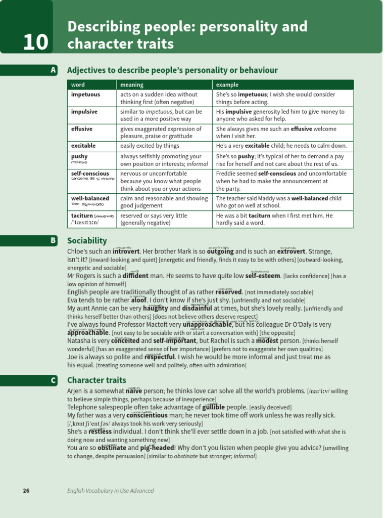 Describing Personality and Character Traits | PDF | Extraversion And ...