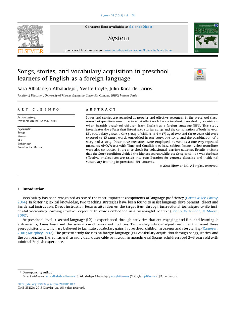 Vocabulary Growth in Preschool EFL Learners | PDF | Second Language ...