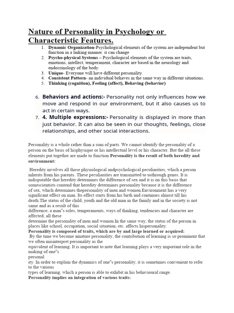 Nature of Personality | PDF | Emotions | Heredity