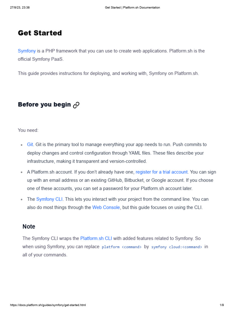 Get Started _ Platform.sh Documentation | PDF