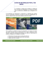 CUANTIFICACIÓN DE MATERIALES POR m2 DE MURO