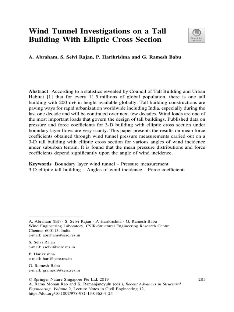 Wind Tunnel Study of Elliptic Tall Buildings | PDF | Teaching Methods ...