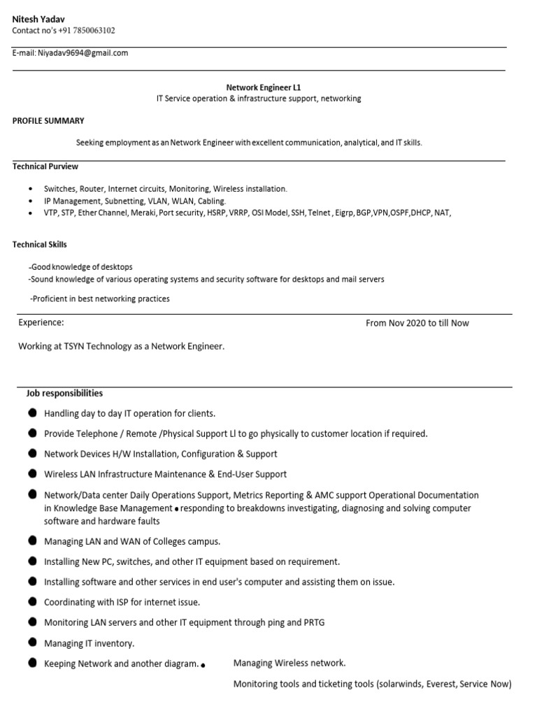 Network Engineer L1 PDF