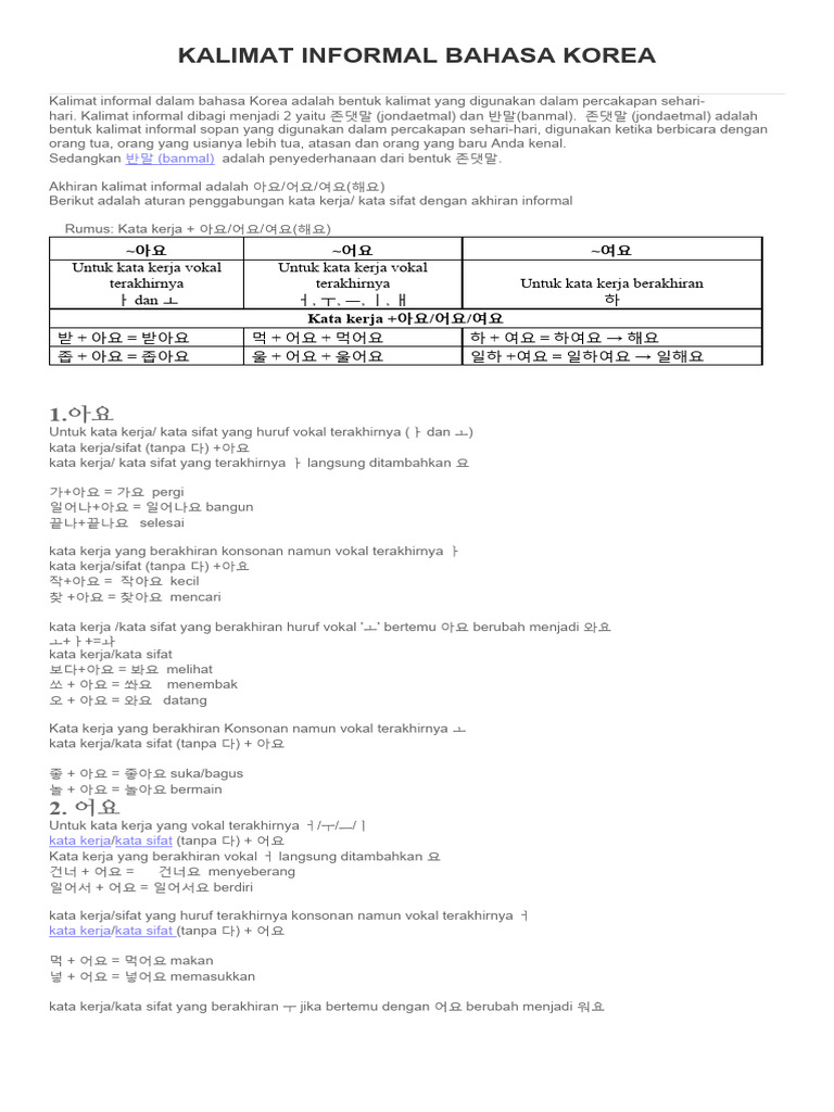 Kalimat informal bahasa korea pdf