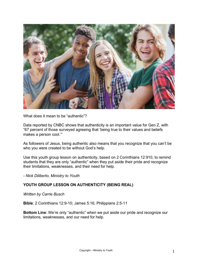 Youth Group Lesson On Authenticity | PDF | Paul The Apostle | Jesus