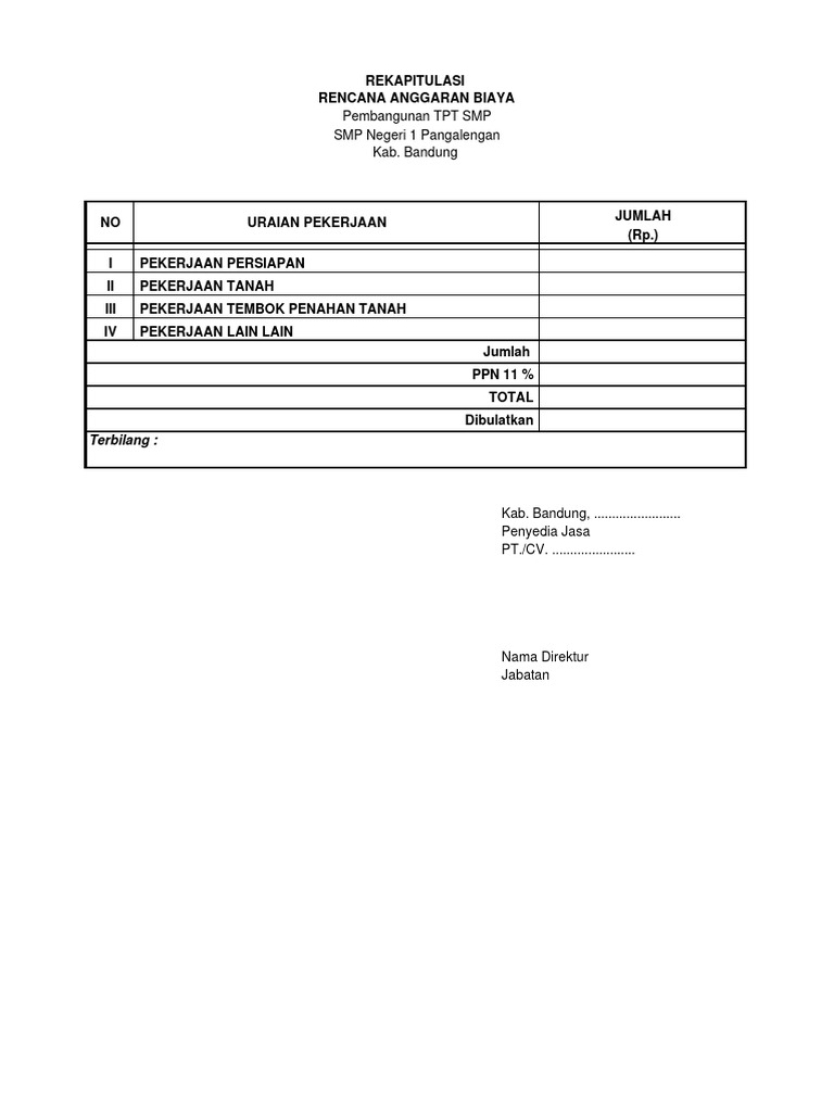 RAB Pembangunan TPT SMP | PDF