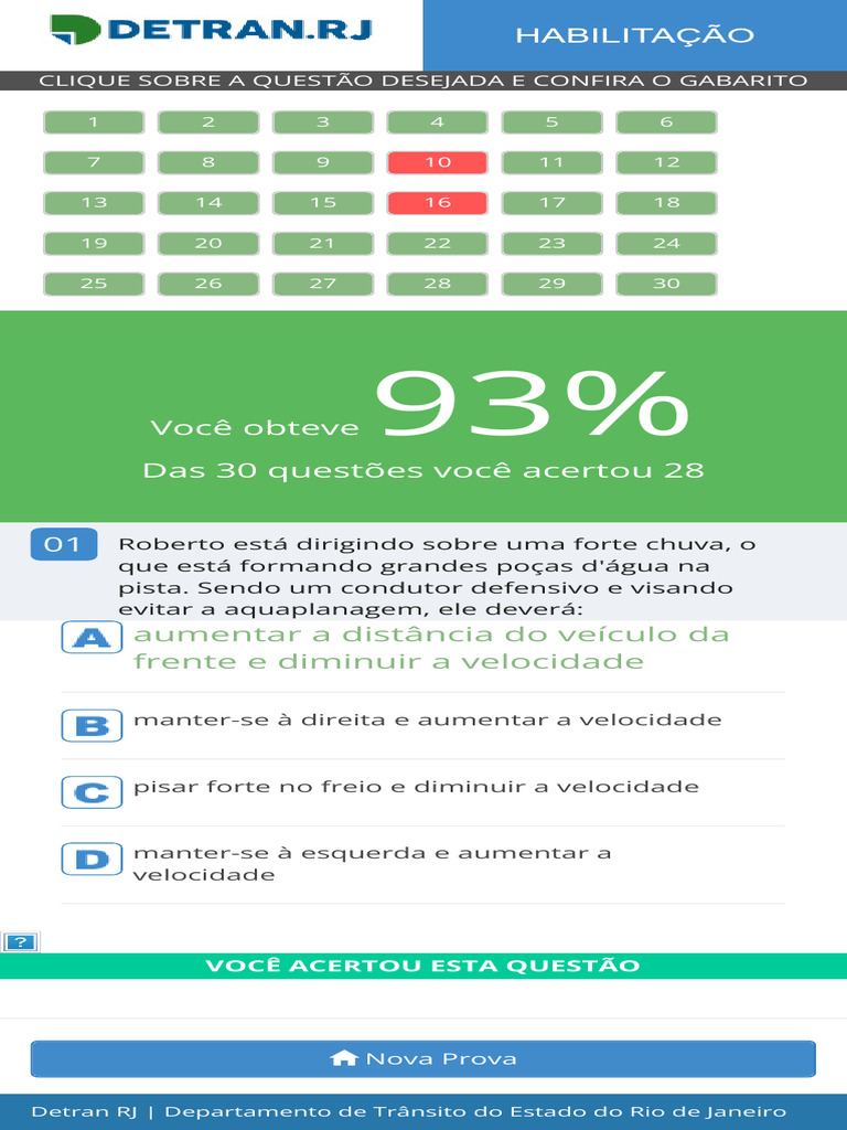 Resultado Prova Teórica Detran RJ | PDF