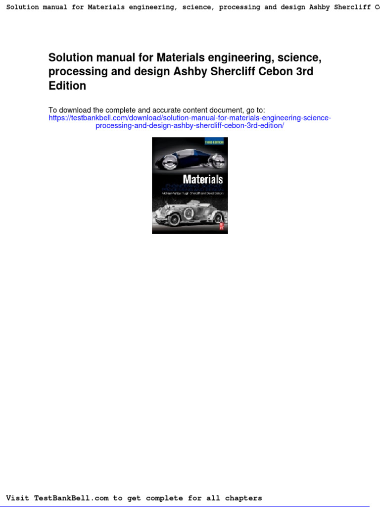 Solution Manual For Materials Engineering Science Processing and Design