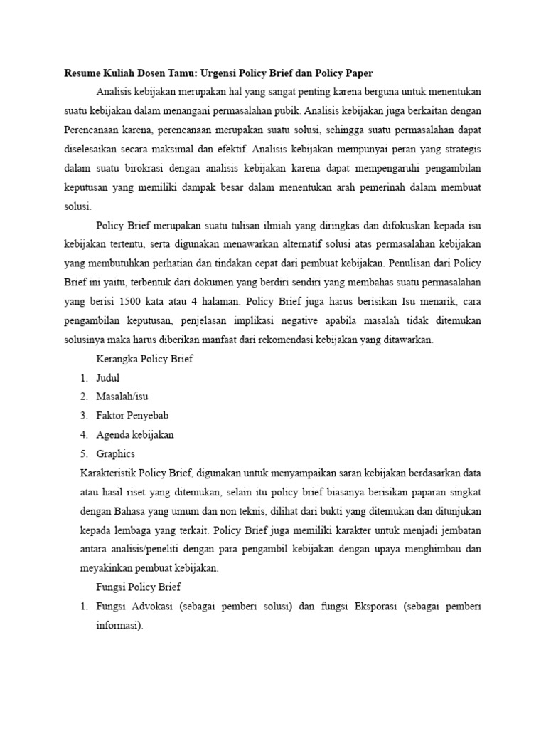 Urgensi Policy Brief dan Policy Paper | PDF