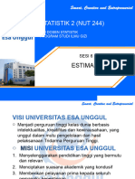 Statistik 2 (NUT244) - Pertemuan 6 - Estimasi