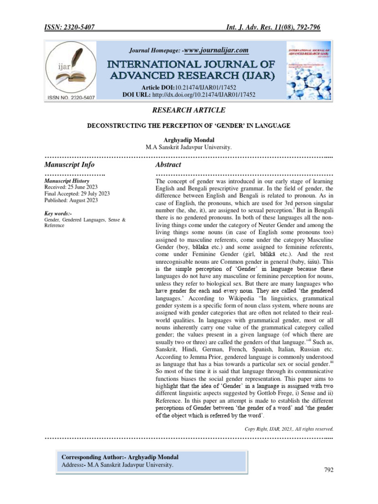 Gender Perception in Language Analysis | PDF | Grammatical Gender | Noun
