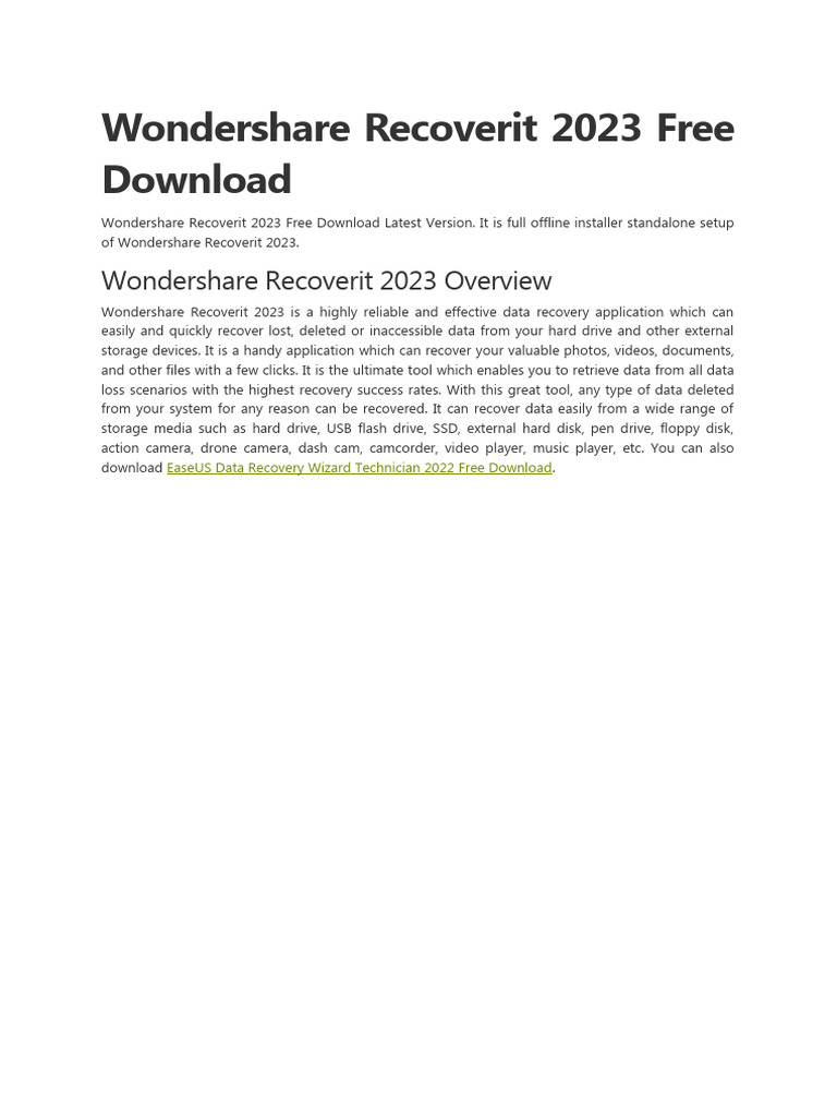 Wondershare Recoverit 2023 | PDF | Usb Flash Drive | Installation ...