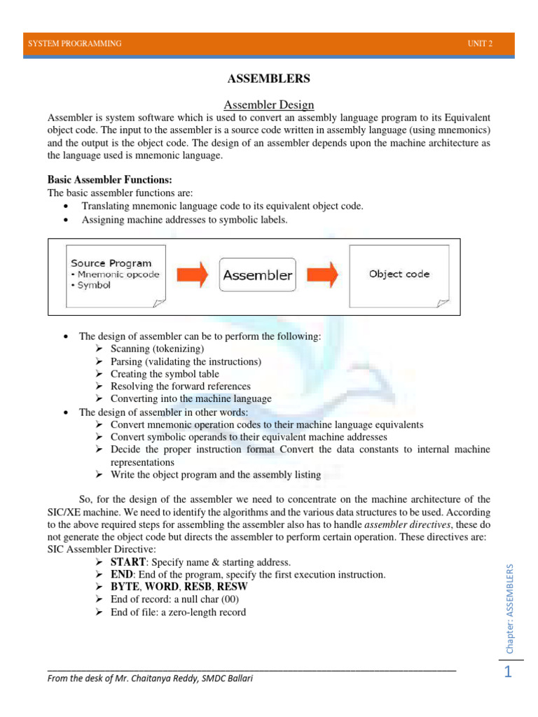Assembler Design in System Programming | PDF | Assembly Language ...
