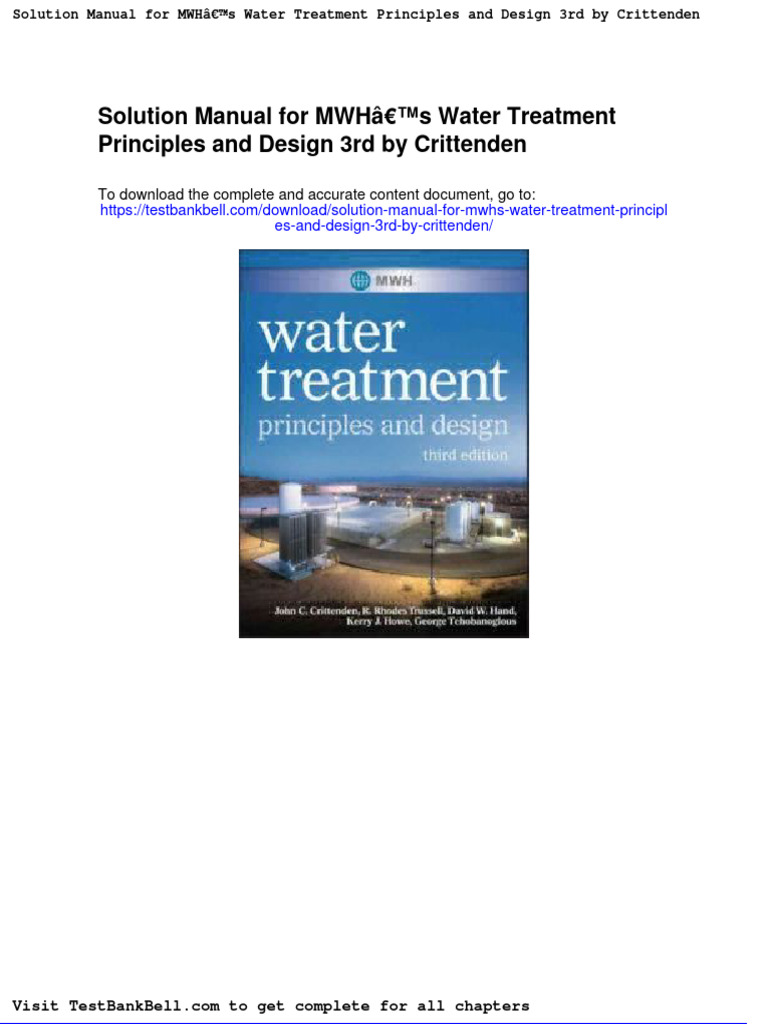 Solution Manual For Mwhs Water Treatment Principles and Design 3rd by